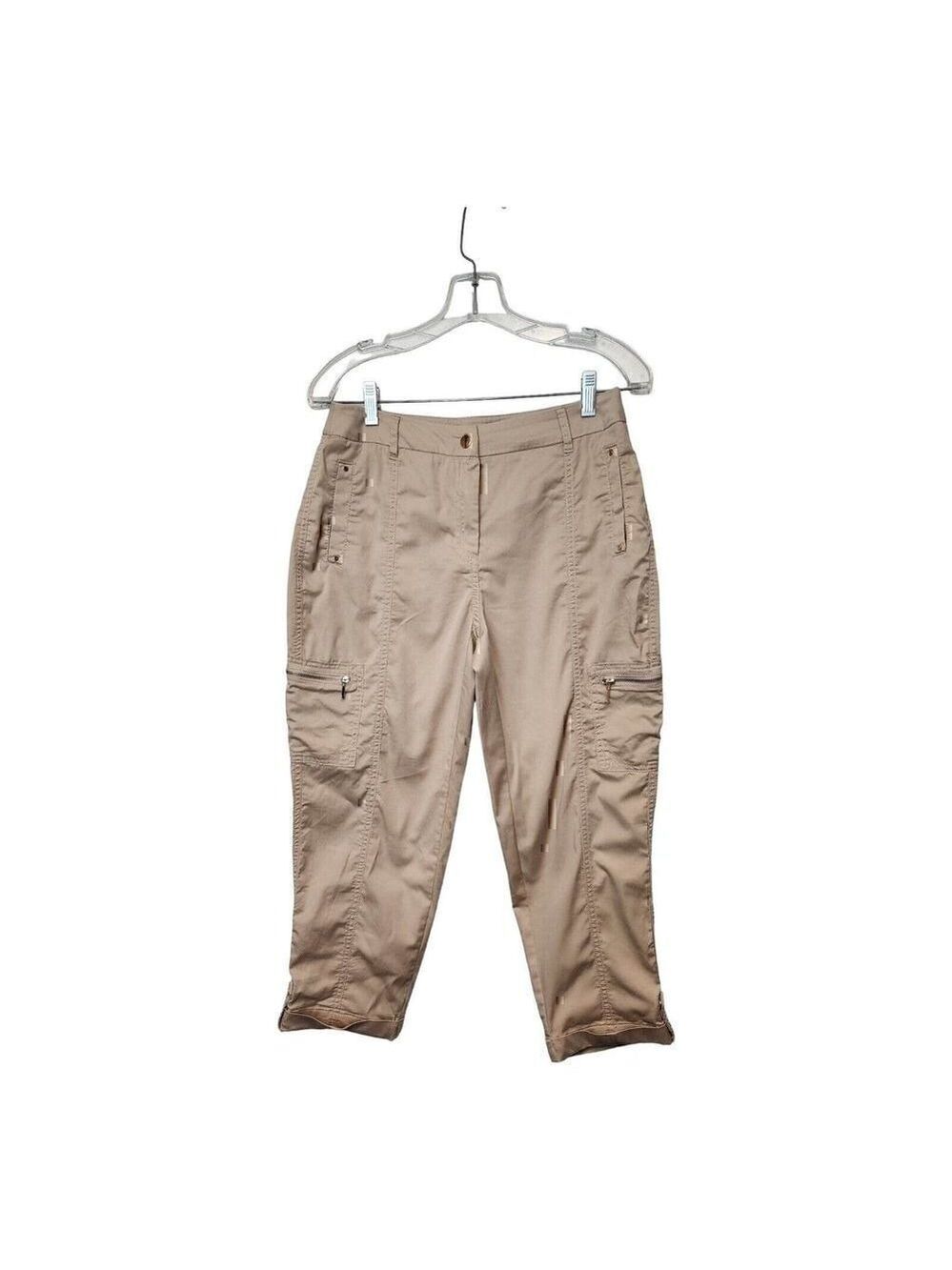 Chico's Luxe Twill Utility Cropped Cargo Pants Size 00/US XS-2 Color Kha…